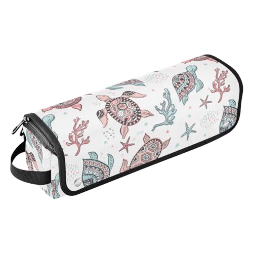 2-in-1 Lockenstab mit niedlicher Meeresschildkröten-Reiseetui mit Eisenmatte, tragbare Reise-Tragetasche für Lockenstab Glätteisen, flacher Haartrockner, Haar-Zubehör-Organizer von linqin