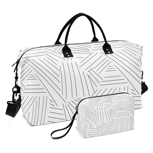 Abstrakte geometrische Seesack, Turnbeutel, Reisetasche mit Kulturbeutel für Geschäftsreisen, große Kapazität, Abstrakte Geometrie, 1 size von linqin