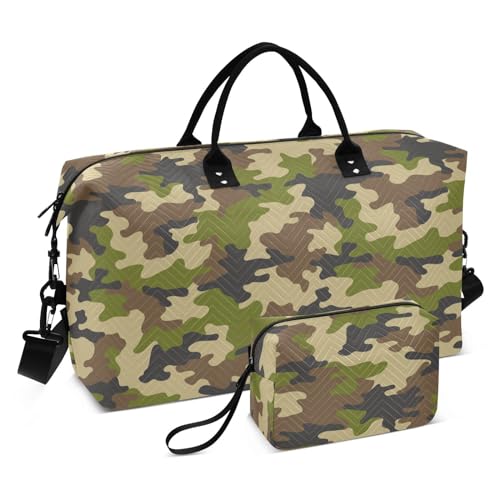 Abstrakte moderne Camouflage-Reisetasche, Reisetasche, Turnbeutel mit Kulturbeutel für Reisen, faltbar, Abstrakte, moderne Tarnfarbe, 1 size von linqin