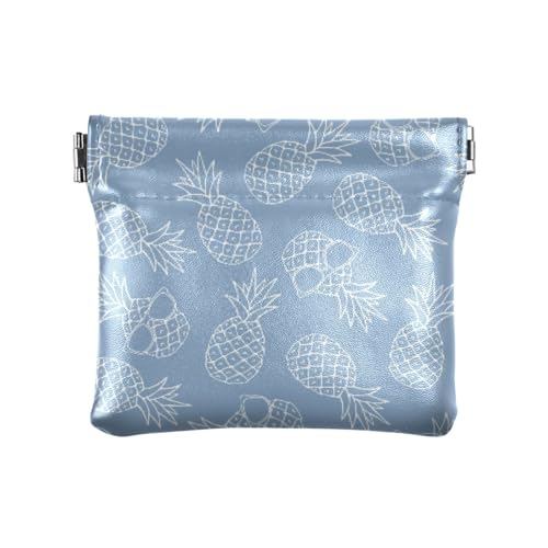 Ananas mit Brille für Damen, kleine Leder-Münzgeldbörse, praktische Kartenetuis, Geldorganizer für Frauen, Ananas, 4.33"(L) x 3.74"(W) x 0.39"(H), Classic von linqin