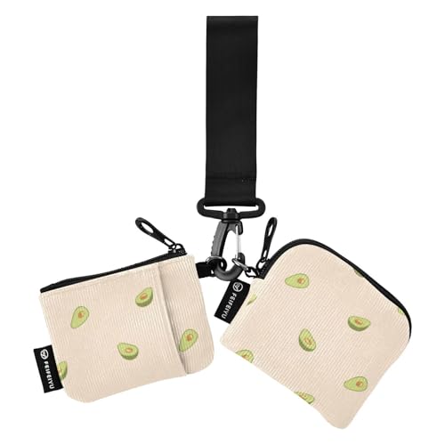 Avocado Damen Kartenetuis Kleingeldhalter Mini Mode Reißverschluss Münzbörse Geldbörse Geldbörse Geldbörse mit Handgelenkschlaufe für Damen Mädchen 2 Packungen, Avocado, 1 size von linqin