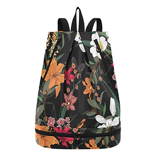 Badeanzug-Tasche, Tanztasche, wasserdichte Fußballtasche, blühender Blumengarten für Damen und Herren, Blooming Flower Garden, Einheitsgröße, Classic von linqin