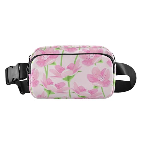 Bauchtasche mit Pfirsich-Magnolien-Blumen, für Damen und Herren, wasserabweisend, mit verstellbarem Gurt, für Reisen, Urlaub, Laufen, Pfirsich-Magnolien-Blumen, 1 size von linqin