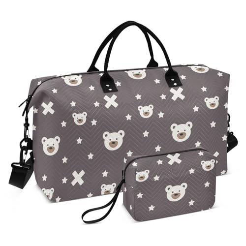 Bears on Dark Gepäck-Reisetasche, Reisetasche, Reisetasche, Turnbeutel mit verstellbarem Riemen zum Wandern, große Kapazität, Bären im Dunkeln, 1 size von linqin