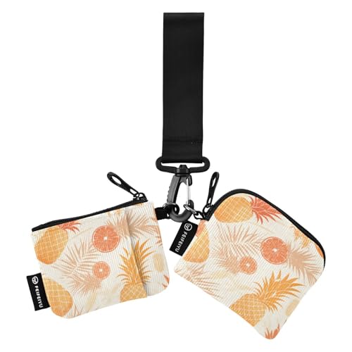 Beauty Pineapple Damen Geldbörsen Kartenetuis Slim Portable Reißverschluss Bargeld Münzbörse mit Reißverschlusstasche für Damen Mädchen 2 Packungen, Beauty Ananas, 1 size von linqin