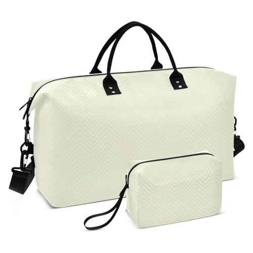 Beige neutrale einfarbige große Reisetasche, Turnbeutel, Wochenendtasche mit verstellbarem Riemen für Fitnessstudio, große Kapazität, Beige Neutral Uni, 1 size von linqin