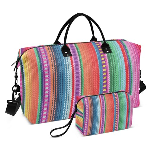 Blanket Stripes Persönliche Gegenstände Reisetasche Turnbeutel Schulter Weekender Übernachtungstasche mit verstellbarem Gurt für Fitnessstudio faltbar, Deckenstreifen, 1 size von linqin