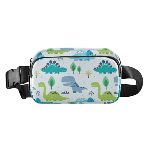 Blaue Dinosaurier-Gürteltasche für Damen, Herren, Teenager, kleine Brusttasche mit verstellbarem Riemen für Reisen, Laufen, Wandern, Blaue Dinosaurier, 1 size von linqin