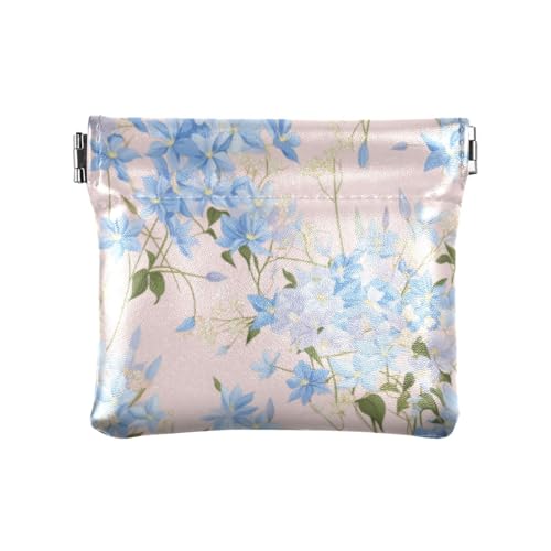 Blaue Klematis Blumen Frauen Leder Münzbörse Wasserdicht Mini Geldbörse Geldbörse für Frauen Mädchen von linqin