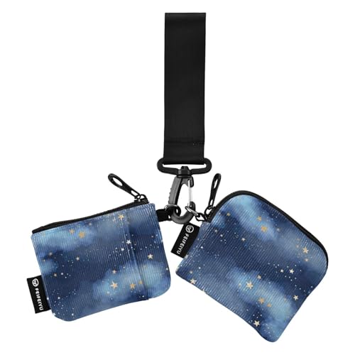 Blue Sky Stars Dual Coin Purse Credit Card Holder Wallet Minimalist Credit Card Wallet Case with Zipper Coin Pocket for Men Women 2 Packs, Blue Sky Stars, 1 size von linqin