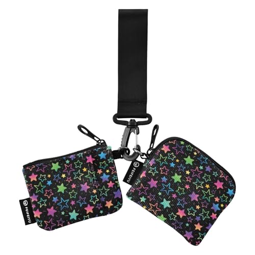 Bright Neon Stars Damen Kleingeldbörse Kartenetuis Slim Portable Kleingeld Geldbörse Geldbörse Geldbörse mit Reißverschluss Münzfach für Frauen Männer 2 Packungen, Leuchtende Neonsterne, 1 size von linqin