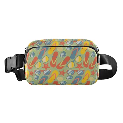 Bunte Flip-Flops, Sonnenbrille, modische Hüfttasche, Crossbody-Tasche für Damen und Herren, große Kapazität, Crossbody-Tasche, Anti-Diebstahl, Hüfttasche mit verstellbarem Riemen für Workout, Laufen, von linqin
