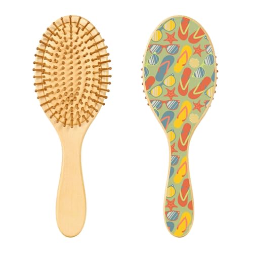 Bunte Flip-Flops Sonnenbrille Holzbürste Holzpaddel-Haarbürste für Frauen Massage-Haarbürste von linqin
