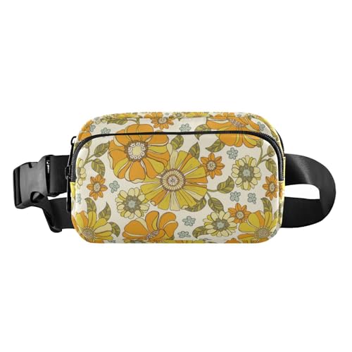Bunte handgezeichnete Blumen, stilvolle Umhängetasche, Hüfttasche für Herren und Damen, Mini-Gürteltasche mit verstellbarem Riemen für Reisen, Urlaub, Laufen, Bunte, handgezeichnete Blumen, 1 size von linqin