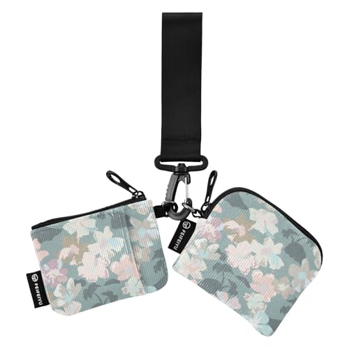 Bunte süße Blumen Damen Münzbeutel Kartenhalter Dünn Flach Damen Geld Organizer mit Handgelenkschlaufe für Damen Herren 2 Stück, Bunte süße Blumen, 1 size von linqin