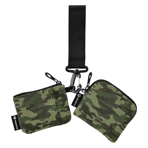 Camouflage Damen Kartenetuis Kleingeldhalter Dünn Flach Kleingeld Geldbörse Schlüsselhalter mit Handgelenkschlaufe für Männer Frauen 2 Packungen, Camouflage, 1 size von linqin