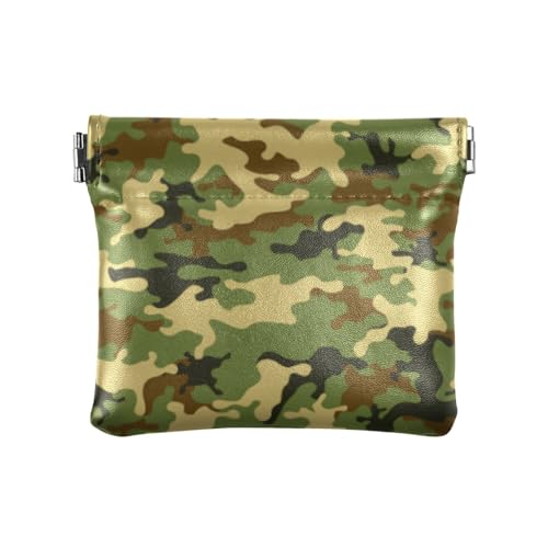 Camouflage Damen Leder Münzgeldbörse Wasserdicht Kartenetuis Geld Organizer für Männer Frauen Reisen, Camouflage, 11 cm (L) x 9,5 cm (B) x 1 cm (H), klassisch, camouflage, 4.33"(L) x 3.74"(W) x von linqin