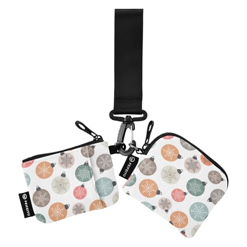 Christmas Balls Damen Münzgeldbörsen Kartenetuis Große Kapazität Reißverschluss Armband Geldbörse mit Reißverschluss Münzfach für Damen Herren 2 Stück, Weihnachtskugeln, 1 size von linqin