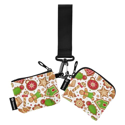 Christmas Cookies Ginger Damen Geldbörsen Kartenetuis Dünn Flach Visitenkartenetui Geld Organizer mit Handgelenkschlaufe für Arbeit Reisen 2 Packungen, Weihnachtsplätzchen, Ingwer, 1 size von linqin