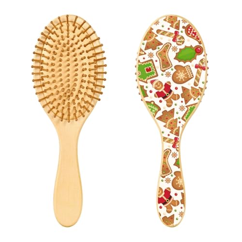 Christmas Cookies Ingwer Haarbürste aus Holz, Paddelhaarbürsten für Frauen, Holzhaarbürsten für Frauen, Massagebürste aus Holz Christmas Cookies Ingwer Haarbürste aus Holz, Paddelhaarbürsten für Frauen, Holzhaarbürsten für Frauen, Massagebürste aus Holz von linqin