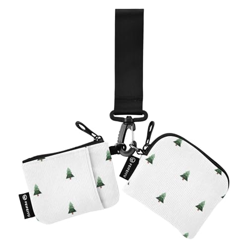 Christmas Green Trees Damen Kartenetuis Kleingeldhalter Minimalistische Handgelenktasche Schlüsselhalter mit Schlüsselanhänger für Frauen Männer 2 Packungen, Grüne Weihnachtsbäume, 1 size von linqin
