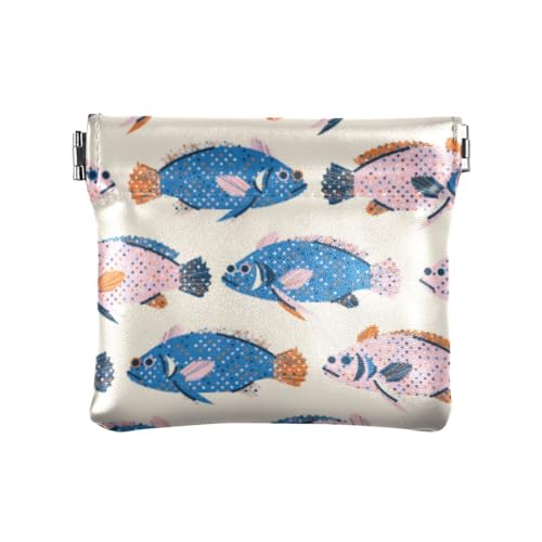 Colorful Fish Damen Geldbörse aus PU-Leder, ausgefallener Schmuck-Organizer für Männer und Frauen auf Reisen, Bunte Fische, 4.33"(L) x 3.74"(W) x 0.39"(H), Classic von linqin