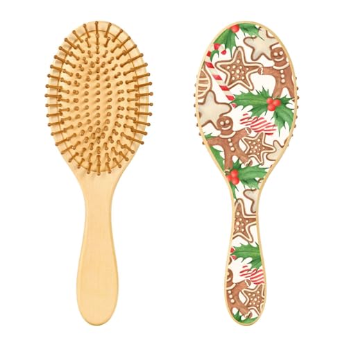 Cookies Lebkuchenmann Weihnachten Holz Haarbürste Paddel Haarbürste Holz Haarbürste für Frauen Haar Massage Bürste von linqin
