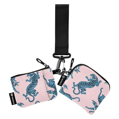 Cute Tigers Damen Dual Wallets Busniess Kartenetuis Dünn Flach Reißverschluss Handgelenk Geldbörse mit Reißverschluss Münzfach für Damen Herren 2 Packungen, Niedliche Tiger, 1 size von linqin