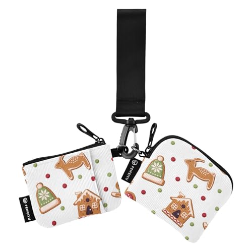 Damen-Brieftaschen mit Lebkuchenmotiv, für Weihnachten, Neujahr, Lebkuchen, Kekse, Winterurlaub, Kartenetui, große Kapazität, Kreditkartenetui, Organizer mit Handgelenkschlaufe für Männer und Frauen, von linqin