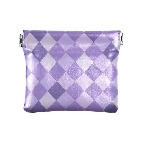 Damen-Geldbörse aus Leder, kariert, dunkelviolett, wasserdicht, Reisezubehör für Damen und Mädchen, Karomuster, Dunkelviolett, 4.33"(L) x 3.74"(W) x 0.39"(H), Classic von linqin
