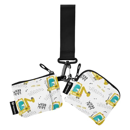 Dino Bagger Arbeit Damen Geldbörsen Kartenetuis Dünn Flach Münzgeldbörse Kleingeldhalter mit Handgelenkschlaufe für Damen Herren 2 Packungen, Dino Bagger Work, 1 size von linqin