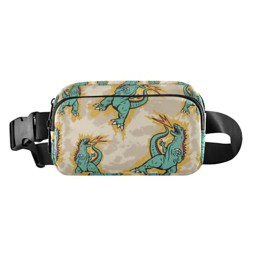 Dinosaurier-Gürteltasche mit Batikfärbung, stilvolle Bauchtasche für Damen, Herren, Teenager, große Kapazität, Brustgürtel, Bauchtasche mit verstellbarem Gurt für Reisen, Laufen, Wandern, von linqin