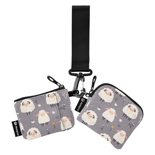 Dreamy Cute Sheep Damen Münzgeldbörsen Kartenetuis Dünn Flache Münzbörse Geldbörse Tasche mit Reißverschluss Münzfach für Männer Frauen 2 Packungen, Traumhaft süßes Schaf, 1 size von linqin