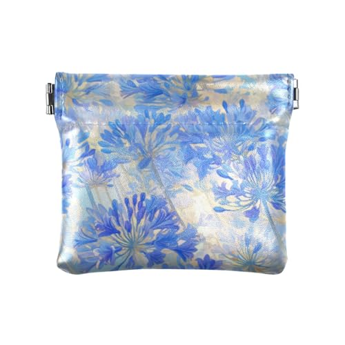 Dunkelblaue Blumen Damen Herren Leder Münzgeldbörsen Wasserdicht Kartenetuis Geld Organizer für Frauen Mädchen von linqin