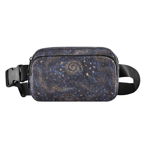 Dunkelblaue Galaxy trendige Crossbody-Tasche für Herren und Damen, Mini-Laufgürteltasche mit verstellbarem Riemen für Reisen, Einkaufen, Laufen, Dunkelblaue Galaxie, 1 size von linqin