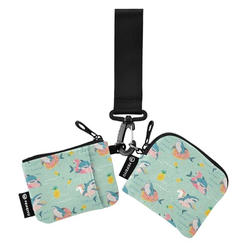 Fish Sea Funny Beach Party Damen Dual Wallets Busniess Kartenetuis Dünn Flach Frauen Kreditkartenetui Münzbörse mit Schlüsselanhänger für Männer Frauen 2 Packungen, Fisch Meer Lustige Strandparty, 1 von linqin