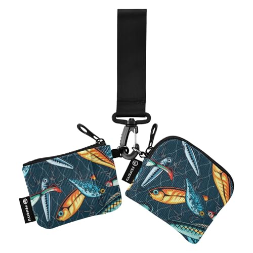Fishing Baits Lures Damen Dual Wallets Busniess Kartenetuis Minimalistische Handgelenktasche Schlüsselhalter mit Reißverschluss Münzfach für Damen Mädchen 2 Stück, Angelköder, 1 size von linqin