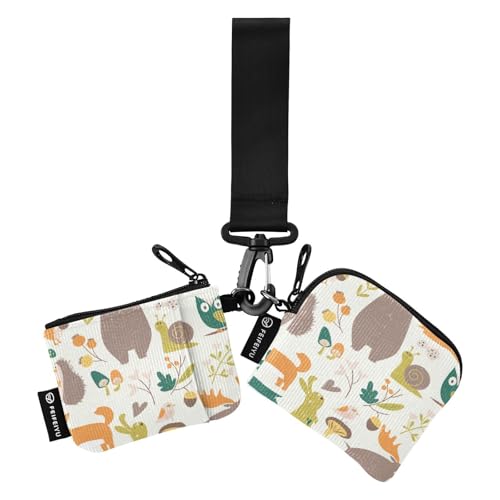 Forests Süßer Bär Doppel-Münzgeldbörse Kreditkartenhalter Geldbörse dünn flach Geld Organizer mit Reißverschlusstasche für Damen und Herren, 2 Stück, Niedlicher Bär, 1 size von linqin