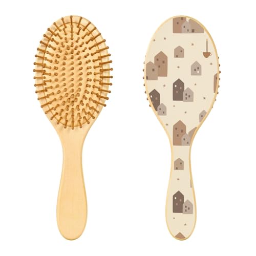 Frohe Weihnachten Haus Holzhaarbürste Paddelbürste für feines Haar Holzhaarbürsten für Frauen Holzbotschaft Bürste von linqin