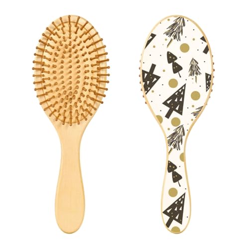 Frohe Weihnachten Tannen Holzbürste Paddel Haarbürste für Frauen Holzbürste für Haare Natürliche Haarbürste von linqin