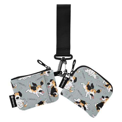 Funny Dog Damen Dual Wallets Busniess Kartenetuis Große Kapazität Kartenhalter mit Reißverschlusstasche für Damen Mädchen 2 Stück, Lustiger Hund, 1 size von linqin
