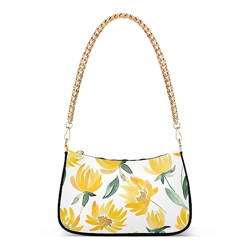 Gelbe Blumen Blatt Sommer Reißverschluss Handtaschen für Frauen Kette Umhängetasche Damen Tote Satchel Taschen, Gelbe Blumen, Einheitsgröße Gelbe Blumen Blatt Sommer Reißverschluss Handtaschen für Frauen Kette Umhängetasche Damen Tote Satchel Taschen, Gelbe Blumen, Einheitsgröße von linqin