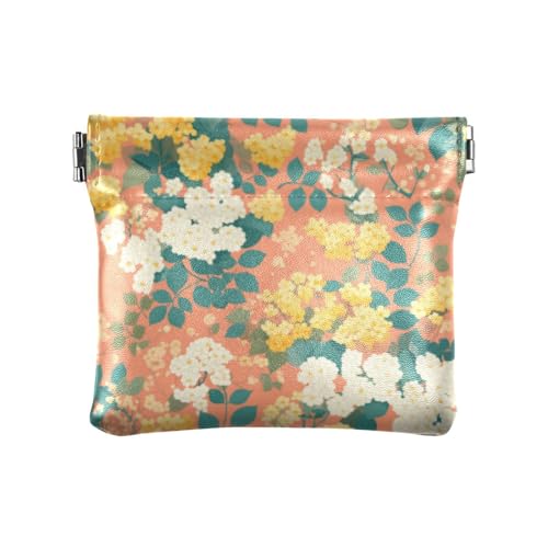 Gelbe Blumen PU-Leder kleine Münzgeldbörse ausgefallene Mini-Kartenhalter Geldbörse für Frauen Mädchen von linqin