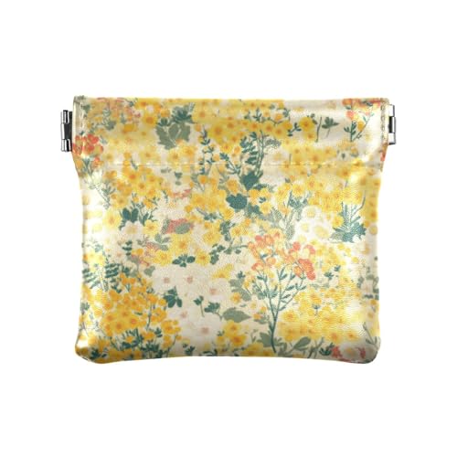 Gelbe kleine Blumen Damen Leder Münzbörse Geldbörse Geldbörse Wasserdicht Mini Kartenhalter Geldbörse für Mädchen Damen Handtasche von linqin