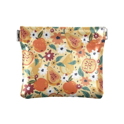 Geldbörse für Damen, Leder, niedlicher Schmuck für Frauen, Blumenfrüchte, 4.33"(L) x 3.74"(W) x 0.39"(H), Classic von linqin