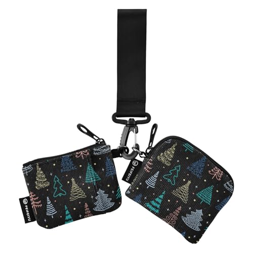 Geldbörse für Damen, Weihnachtsbaum, schwarz, Kartenetui, minimalistisch, Reißverschluss, Münztasche mit Schlüsselanhänger, für Damen und Mädchen, 2 Packungen, Weihnachtsbaum schwarz, 1 size Geldbörse für Damen, Weihnachtsbaum, schwarz, Kartenetui, minimalistisch, Reißverschluss, Münztasche mit Schlüsselanhänger, für Damen und Mädchen, 2 Packungen, Weihnachtsbaum schwarz, 1 size von linqin