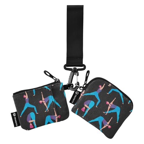 Girl Postures Damen Dual Wallets Busniess Kartenetuis Mini Mode Kleingeld Geldbörse Geldbörse Geldbörse mit Reißverschlusstasche für Männer Frauen 2 Stück, Körperhaltung für Mädchen, 1 size von linqin