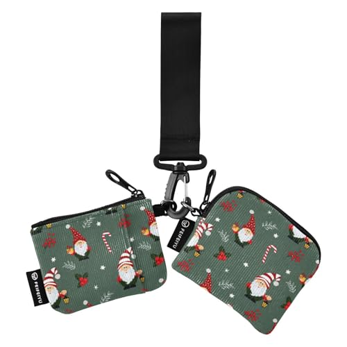 Gnomes Holly Candy Canes Weihnachten Dual Coin Purse Credit Card Holder Wallet Slim Portable Zipper Coin Purse Wallet with Keychain for Work Travel 2 Pcs, Zwerge Stechpalme Zuckerstangen, 1 size von linqin
