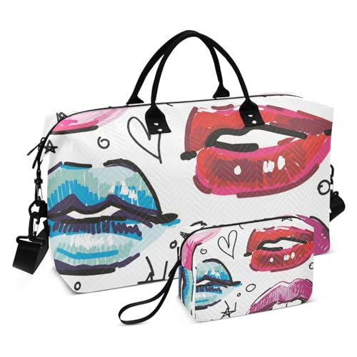 Große Make-up-Tasche für Damen, mit Kulturbeutel, multifunktional, Make-up für weibliche Lippen, 1 size von linqin