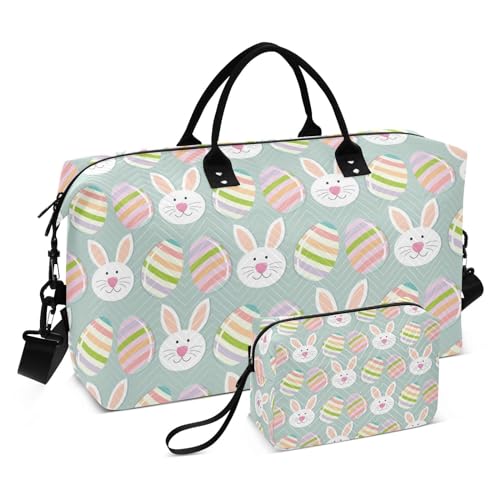 Große Tasche mit Osterhasen-Eiern, Workout-Tasche, Schultertasche, Wochenendtasche, Übernachtungstasche, mit verstellbarem Gurt, für Workout, faltbar, Osterhaseneier, 1 size von linqin